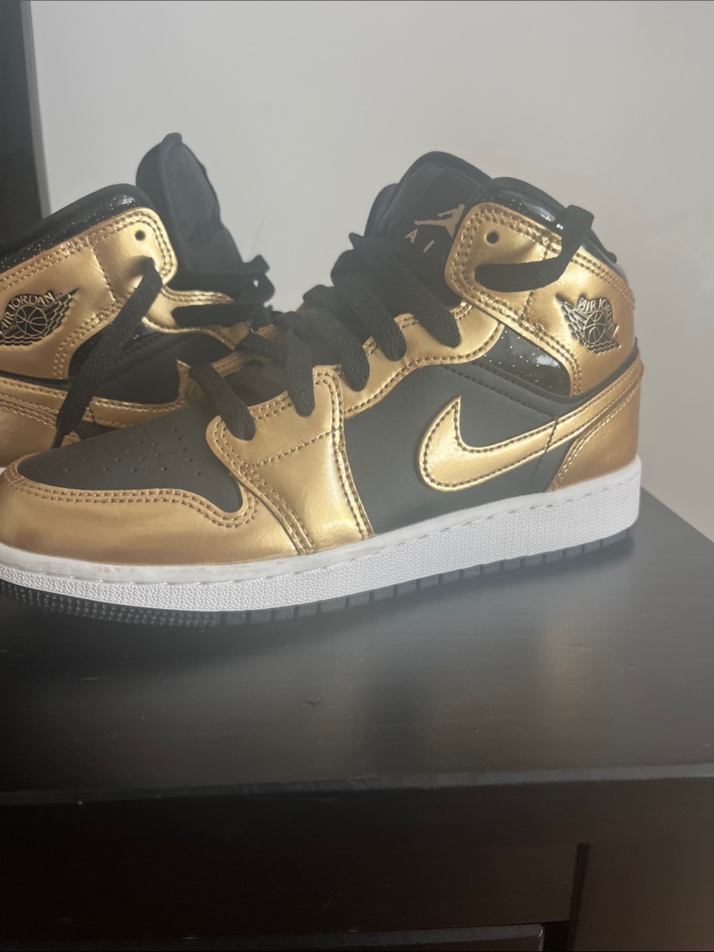 Nike Kids Black and Gold High-Top Sneakers